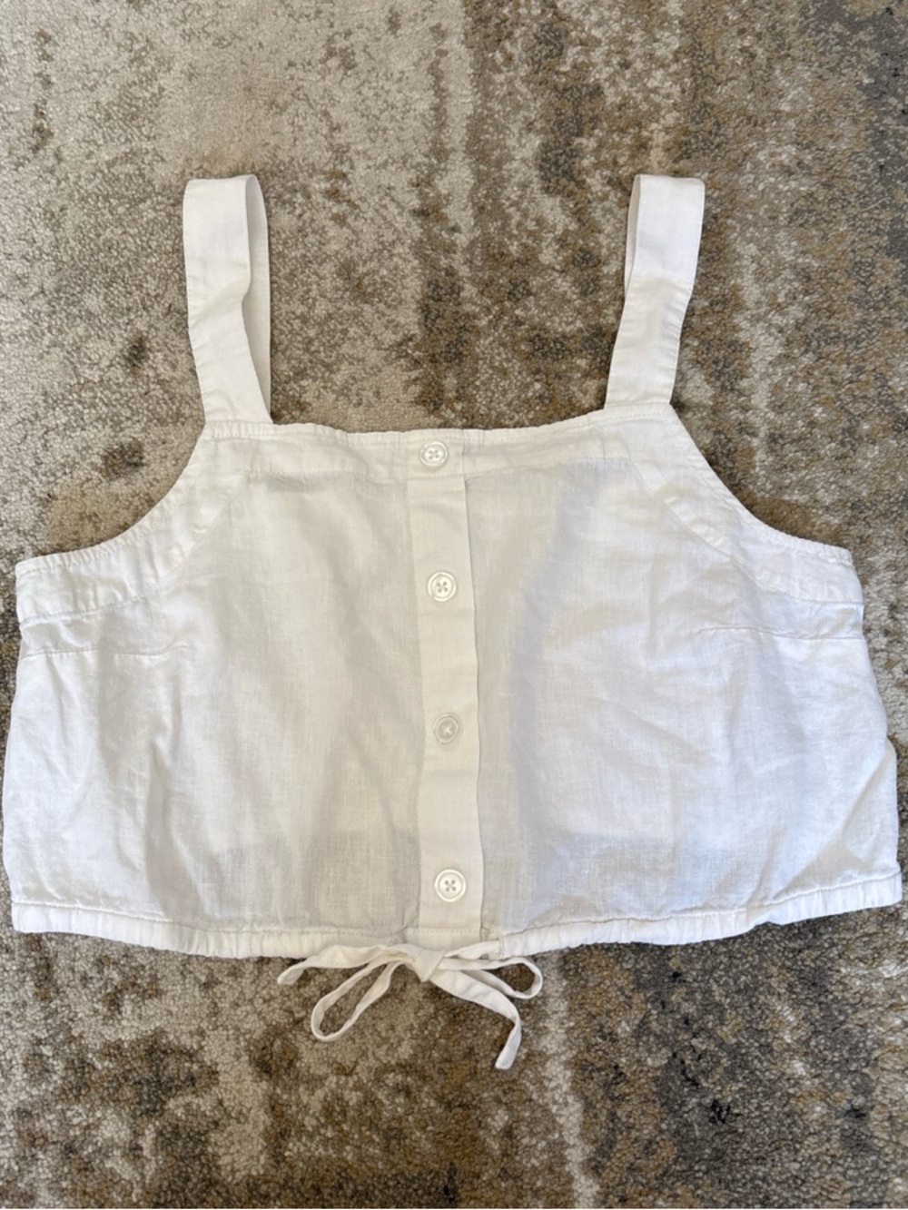 a new day White Linen-Look Button Front Tank